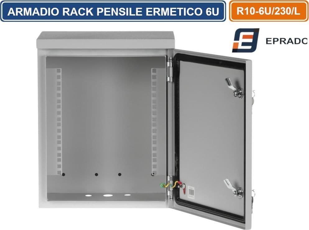 ARMADIO RACK ERMETICO PENSILE 10" 6U IP65 MODELLO R10-6U/230/L – EPRADO - 2