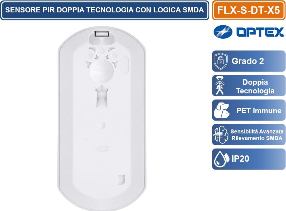 OPTEX FLX-S-DT-X5 SENSORE RILEVATORE CABLATO DOPPIA TECNOLOGIA GRADO 2 LENTE RUOTABILE 12/18M DA INTERNO - 5