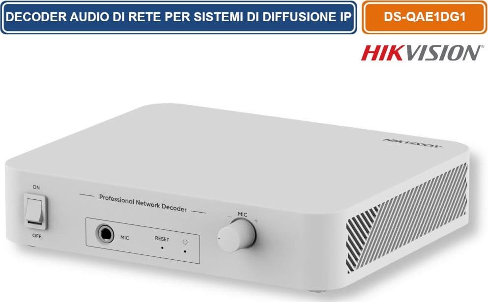 HIKVISION DS-QAE1DG1 DECODER AUDIO DI RETE IP PER SISTEMA DI DIFFUSIONE SONORA E BROADCASTING – INGRESSO MIC E RCA, USCITA RCA, ETHERNET - 2