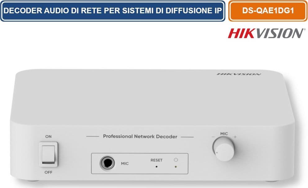 HIKVISION DS-QAE1DG1 DECODER AUDIO DI RETE IP PER SISTEMA DI DIFFUSIONE SONORA E BROADCASTING – INGRESSO MIC E RCA, USCITA RCA, ETHERNET - 3