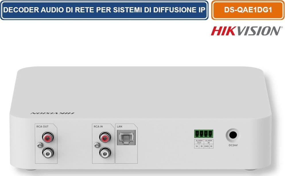 HIKVISION DS-QAE1DG1 DECODER AUDIO DI RETE IP PER SISTEMA DI DIFFUSIONE SONORA E BROADCASTING – INGRESSO MIC E RCA, USCITA RCA, ETHERNET - 4