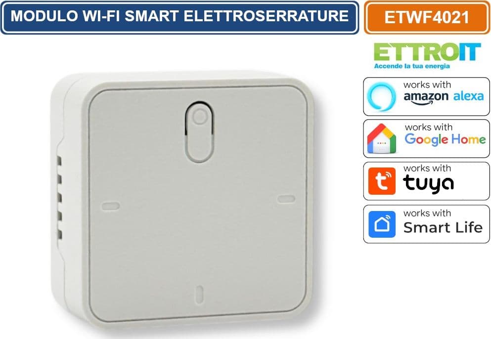 ETTROIT ETWF4021 MODULO SMART WI-FI 1 CANALE TUYA PER CANCELLI GARAGE ED ELETTROSERRATURE COMPATIBILE CON AMAZON ALEXA E GOOGLE HOME - 4