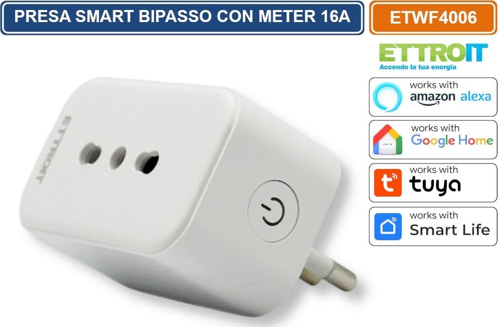 ETTROIT ETWF4006 PRESA SMART WI-FI BIPASSO 16A CON POWER METER COMPATIBILE CON AMAZON ALEXA E GOOGLE HOME - 3