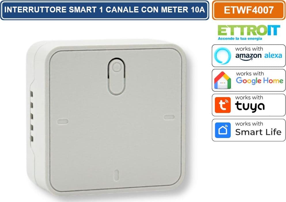 ETTROIT ETWF4007 MODULO INTERRUTTORE RELÈ SMART TUYA WI-FI 1 CANALE ON/OFF 10A COMPATIBILE CON AMAZON ALEXA E GOOGLE HOME - 4
