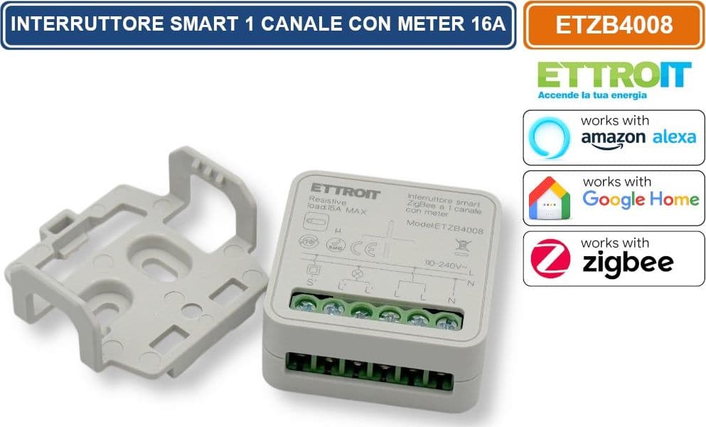 ETTROIT ETZB4008 MODULO RELÈ SMART WI-FI 1 CANALE ZIGBEE TUYA ON/OFF 16A COMPATIBILE CON AMAZON ALEXA E GOOGLE HOME - 5