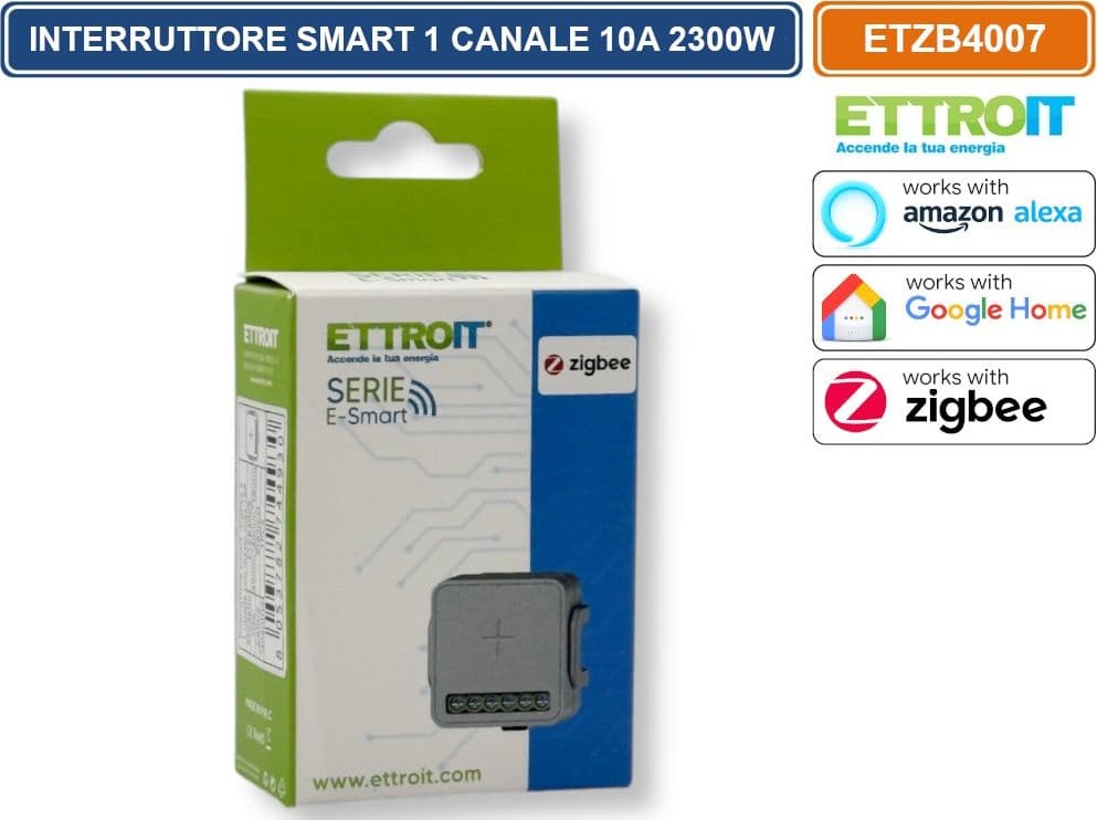 ETTROIT ETZB4007 MODULO INTERRUTTORE RELÈ SMART ZIGBEE TUYA WI-FI 1 CANALE ON/OFF 10A COMPATIBILE CON AMAZON ALEXA E GOOGLE HOME - 5