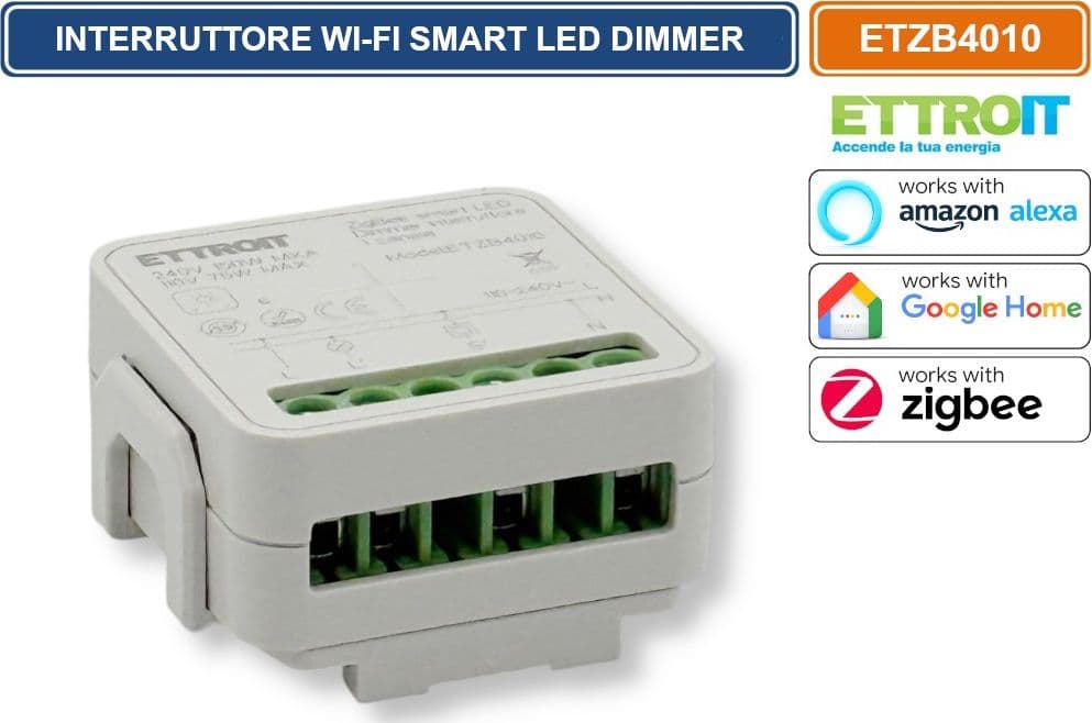ETTROIT ETZB4010 MODULO RELÈ SMART WI-FI ZIGBEE TUYA 1 CANALE CON DIMMER CONTROLLO ON/OFF LUCI COMPATIBILE CON AMAZON ALEXA E GOOGLE HOME - 3