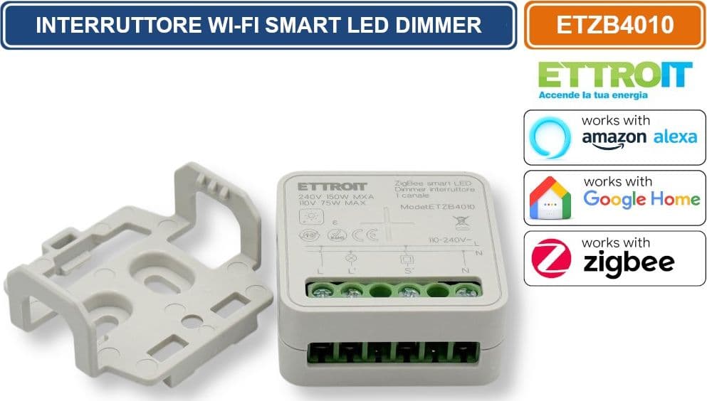 ETTROIT ETZB4010 MODULO RELÈ SMART WI-FI ZIGBEE TUYA 1 CANALE CON DIMMER CONTROLLO ON/OFF LUCI COMPATIBILE CON AMAZON ALEXA E GOOGLE HOME - 5