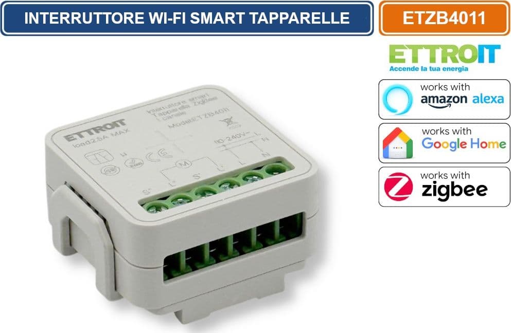 ETTROIT ETZB4011 MODULO INTERRUTTORE SMART WI-FI ZIGBEE TUYA PER TAPPARELLE 1 CANALE 2.5A COMPATIBILE CON AMAZON ALEXA E GOOGLE HOME - 3