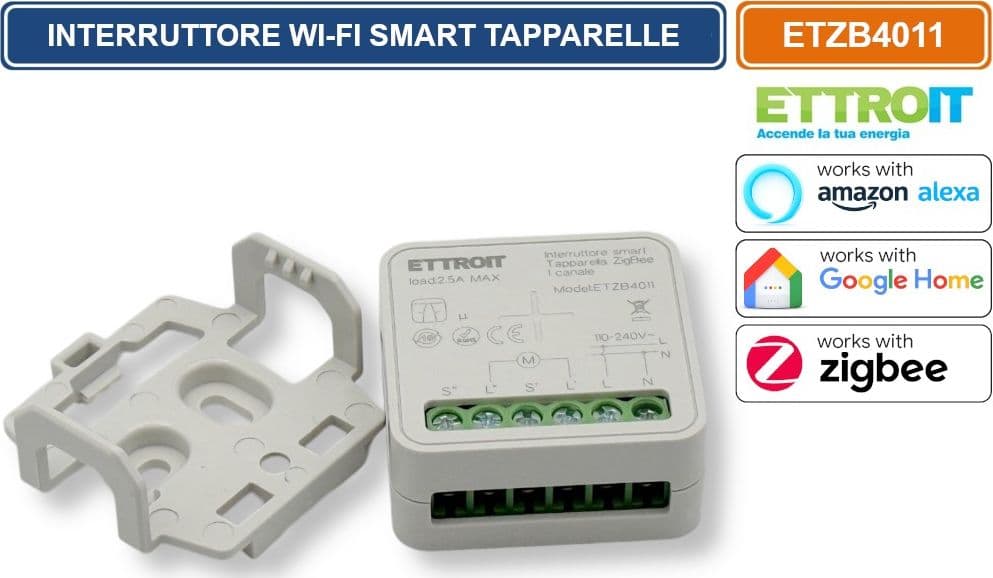 ETTROIT ETZB4011 MODULO INTERRUTTORE SMART WI-FI ZIGBEE TUYA PER TAPPARELLE 1 CANALE 2.5A COMPATIBILE CON AMAZON ALEXA E GOOGLE HOME - 5