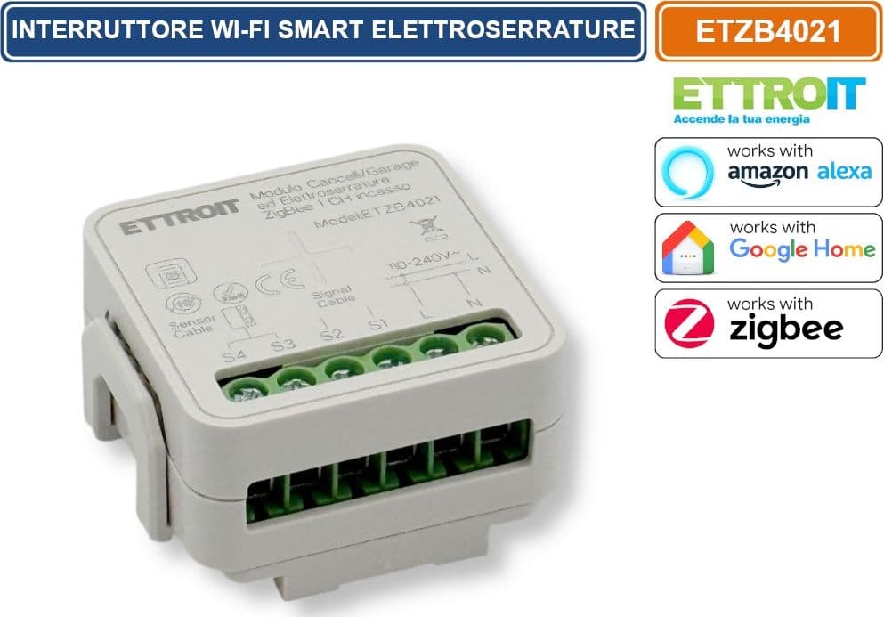 ETTROIT ETZB4021 MODULO SMART WI-FI 1 CANALE ZIGBEE TUYA PER CANCELLI GARAGE ED ELETTROSERRATURE COMPATIBILE CON AMAZON ALEXA E GOOGLE HOME - 3