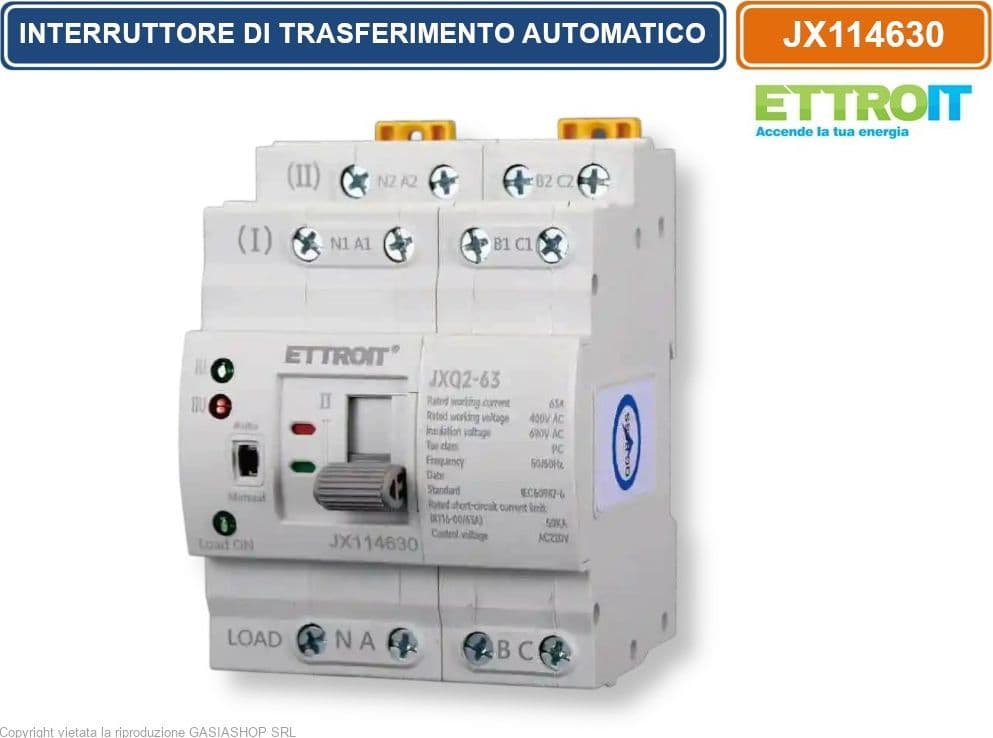 ETTROIT JX114630 INTERRUTTORE DI TRASFERIMENTO AUTOMATICO ATS 63A 4P 400V GUIDA DIN - 4