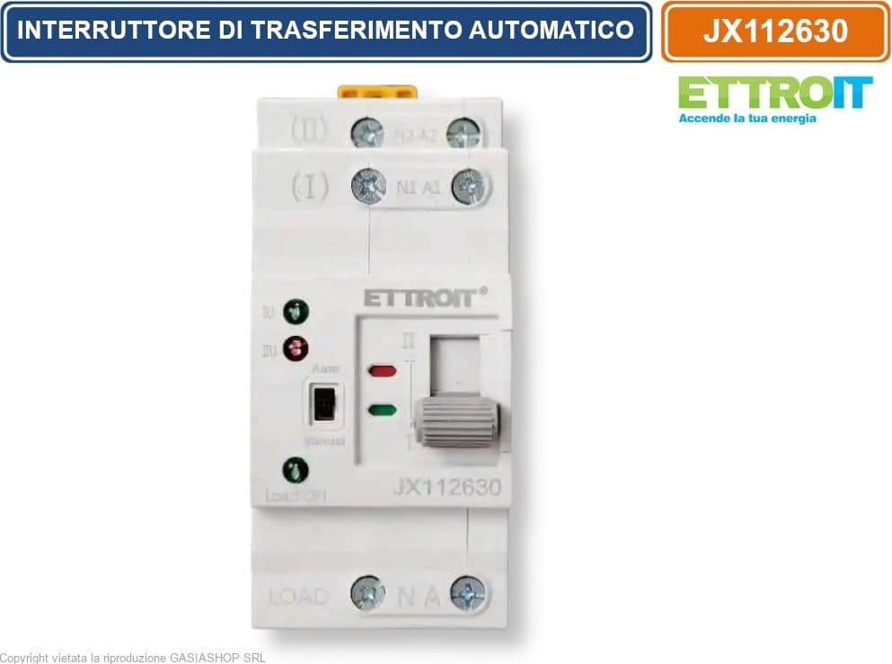 ETTROIT JX112630 INTERRUTTORE DI TRASFERIMENTO AUTOMATICO ATS 63A 2P 220V GUIDA DIN - 2