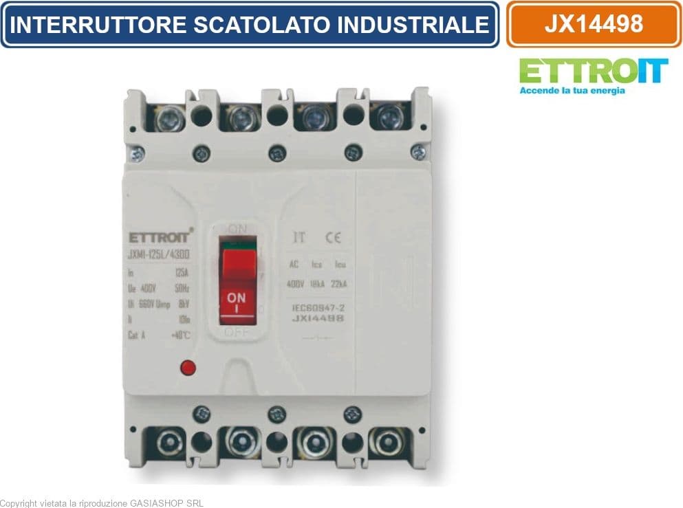 ETTROIT JX14498 MCCB INTERRUTTORE SCATOLATO MAGNETOTERMICO 4P 125A 380V-22KA - 2