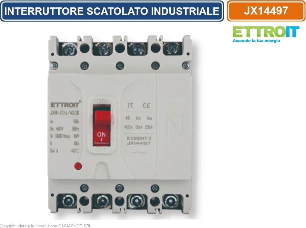 ETTROIT JX14497 MCCB INTERRUTTORE SCATOLATO MAGNETOTERMICO 4P 80A 380V-25KA - 2