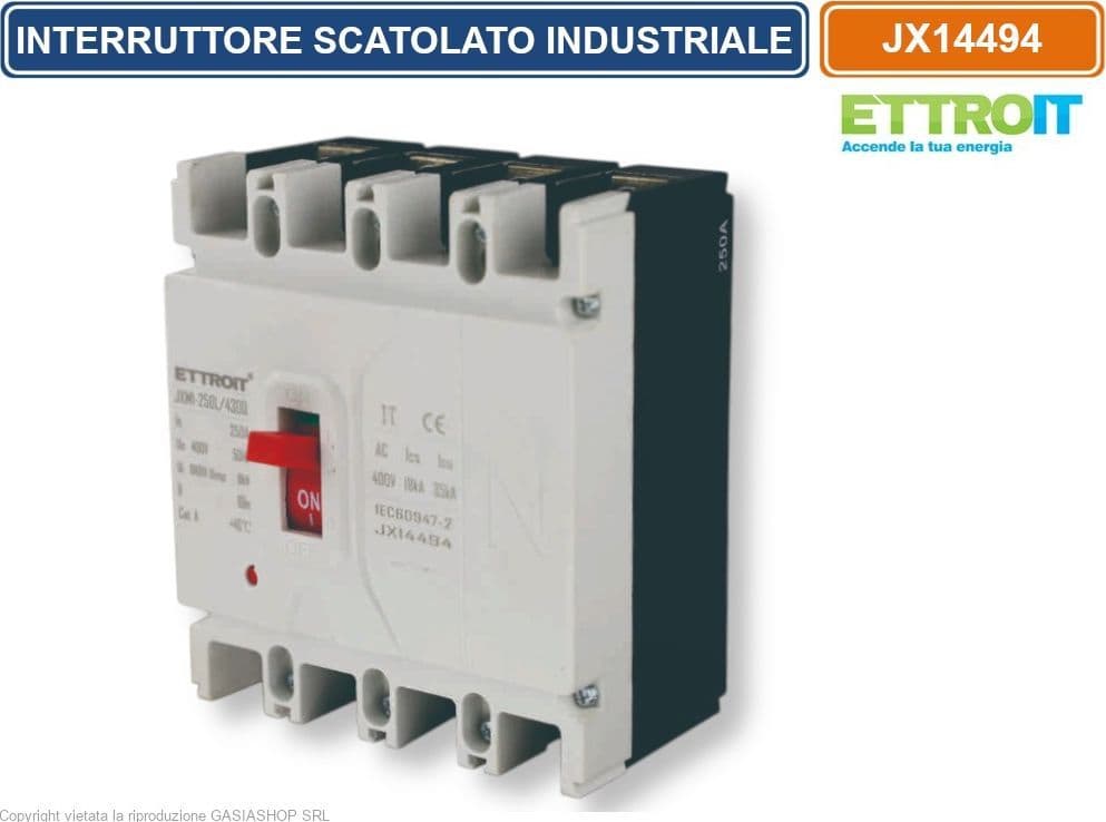 ETTROIT JX14494 MCCB INTERRUTTORIE SCATOLATO MAGNETOTERMICO 4P 250A 380V-35KA - 4