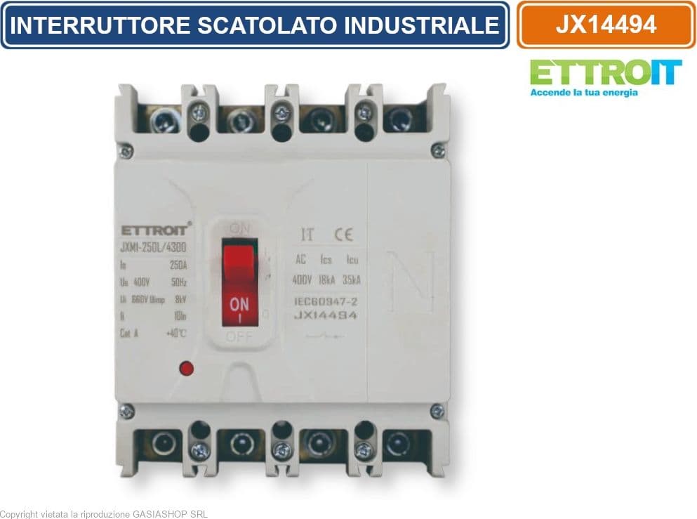 ETTROIT JX14494 MCCB INTERRUTTORIE SCATOLATO MAGNETOTERMICO 4P 250A 380V-35KA - 2