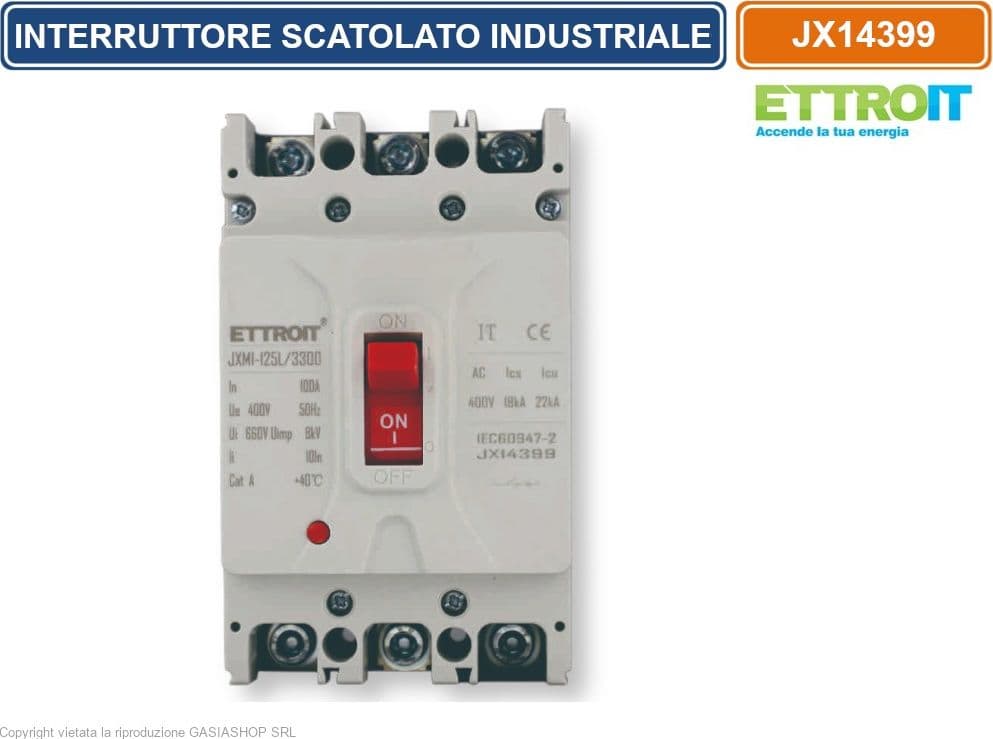 ETTROIT JX14399 INTERRUTTORE SCATOLATO MAGNETOTERMICO MCCB 3P 100A 400V-22KA - 2
