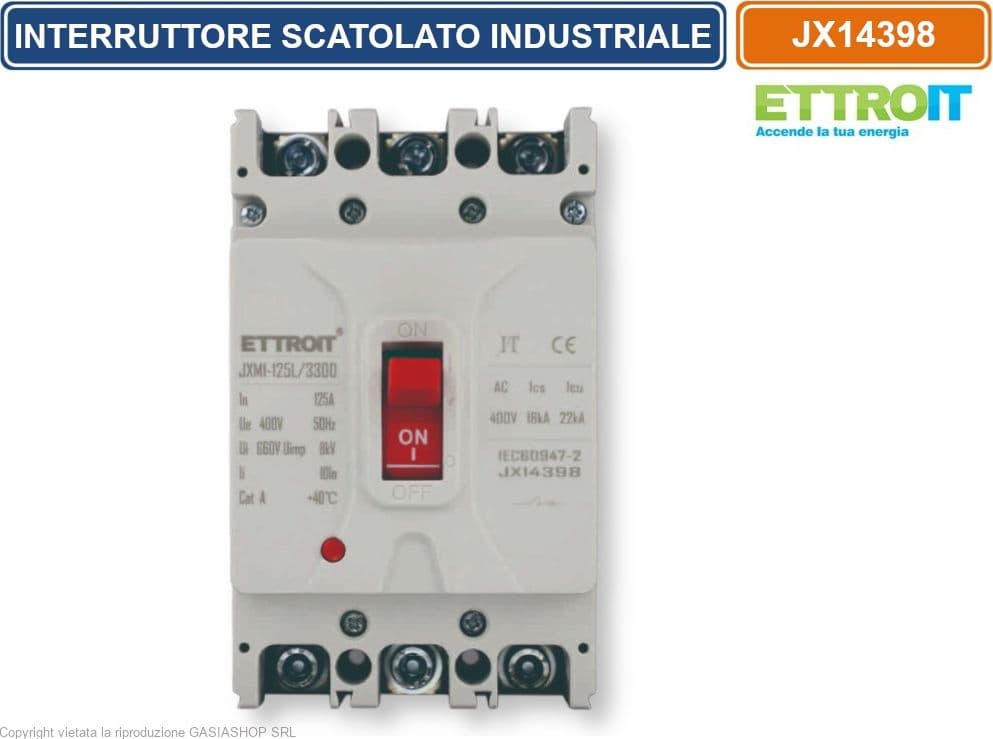 ETTROIT JX14398 INTERRUTTORE SCATOLATO MAGNETOTERMICO MCCB 3P 125A 380V-22KA - 2