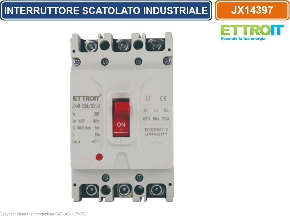 ETTROIT JX14397 INTERRUTTORE SCATOLATO MAGNETOTERMICO MCCB 3P 80A 380V-22KA - 2