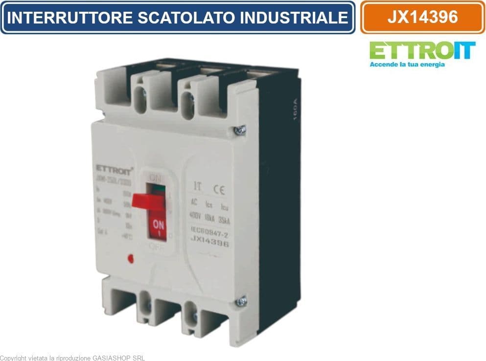 ETTROIT JX14396 INTERRUTTORE SCATOLATO MAGNETOTERMICO MCCB 3P 160A 380V-35KA - 4