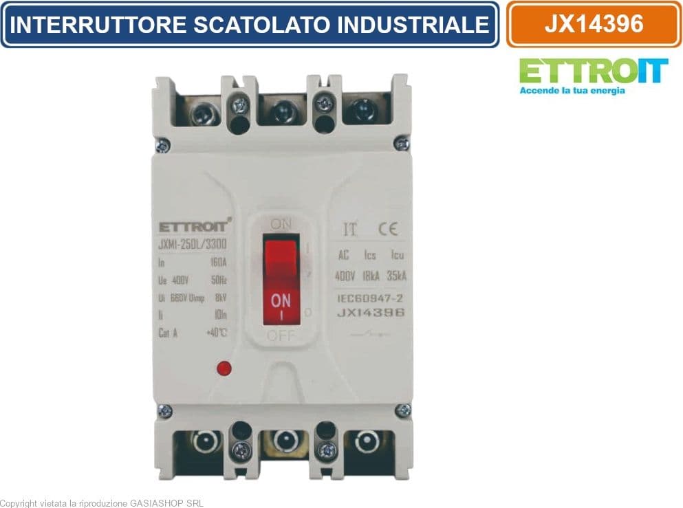 ETTROIT JX14396 INTERRUTTORE SCATOLATO MAGNETOTERMICO MCCB 3P 160A 380V-35KA - 2