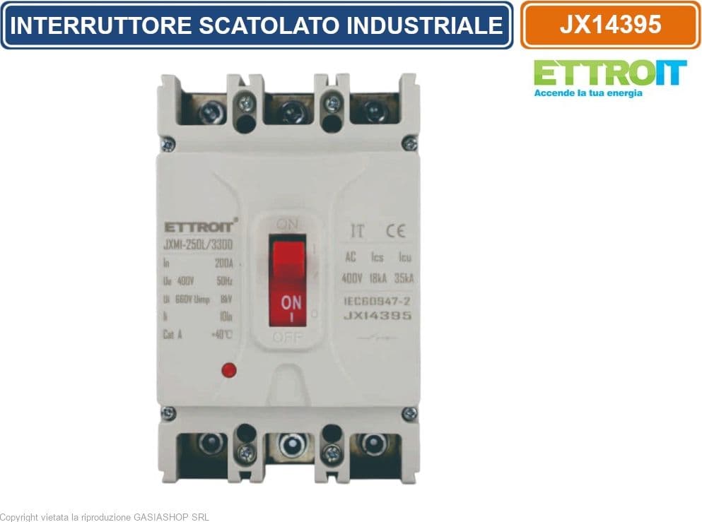ETTROIT JX14395 INTERRUTTORE SCATOLATO MAGNETOTERMICO MCCB 3P 200A 380V-35KA - 2