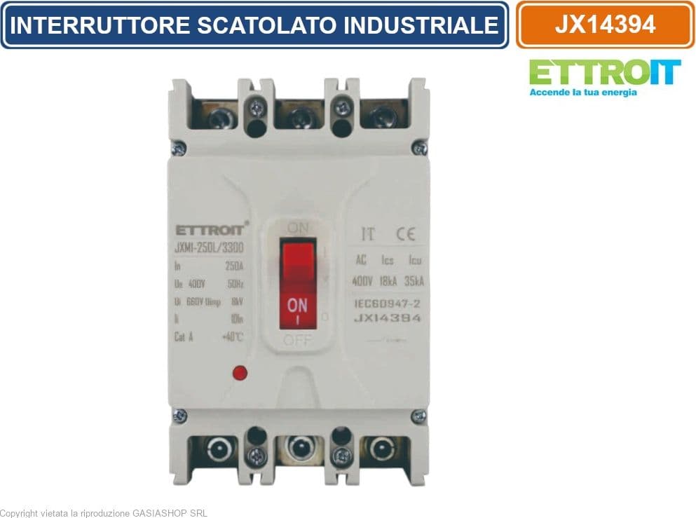 ETTROIT JX14394 INTERRUTTORE SCATOLATO MAGNETOTERMICO MCCB 3P 250A 380V-35KA - 2