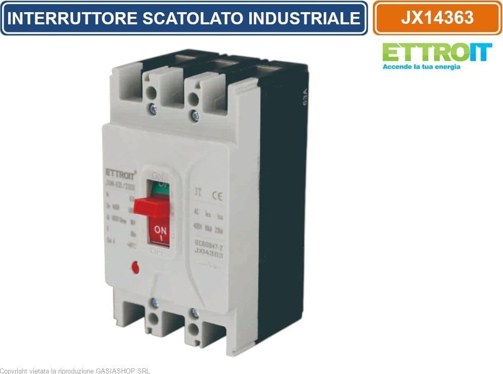 ETTROIT JX14363 INTERRUTTORE SCATOLATO MAGNETOTERMICO MCCB 3P 63A 380V-22KA - 4