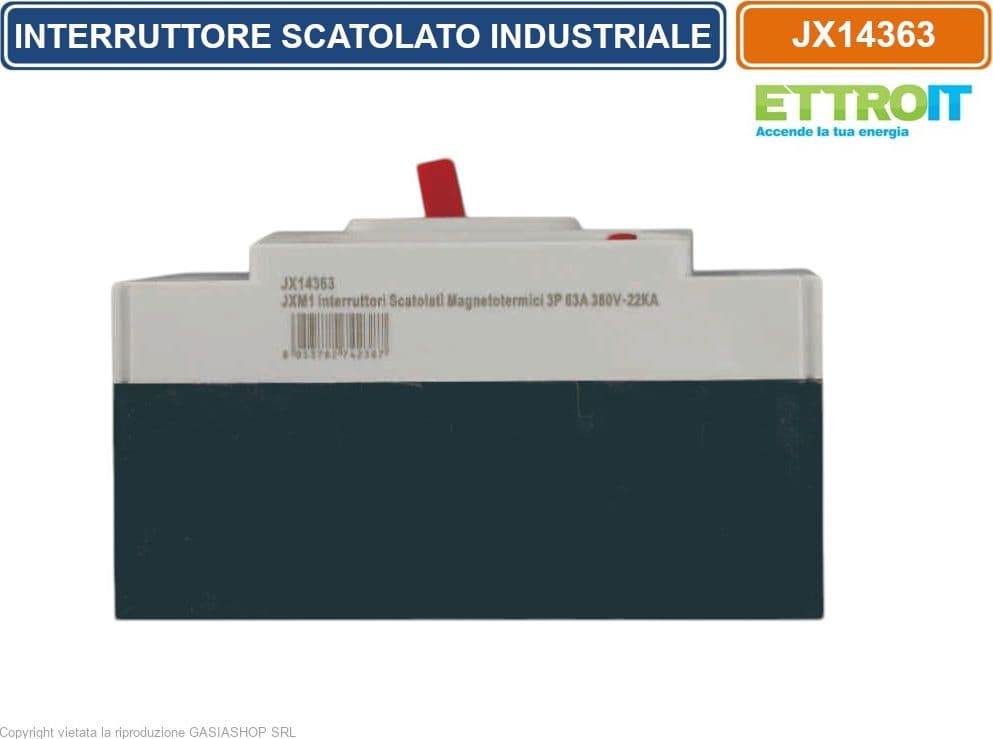 ETTROIT JX14363 INTERRUTTORE SCATOLATO MAGNETOTERMICO MCCB 3P 63A 380V-22KA - 3