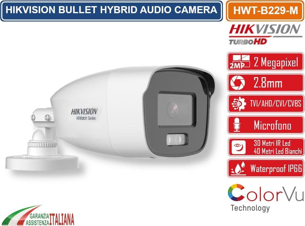 HIKVISION HWT-B229-M HIWATCH SERIES TELECAMERA BULLET COLOR VU 4IN1 TVI/AHD/CVI/CVBS FULL HD 1080P 2MPX 2.8MM OSD IP66 - 2
