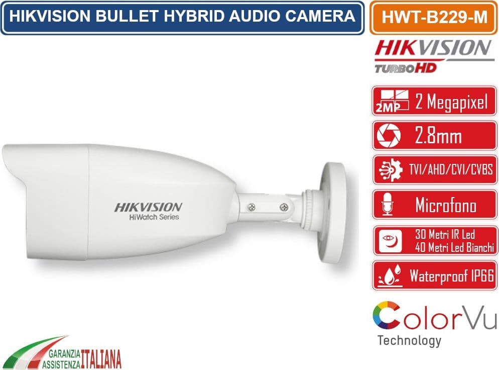 HIKVISION HWT-B229-M HIWATCH SERIES TELECAMERA BULLET COLOR VU 4IN1 TVI/AHD/CVI/CVBS FULL HD 1080P 2MPX 2.8MM OSD IP66 - 3