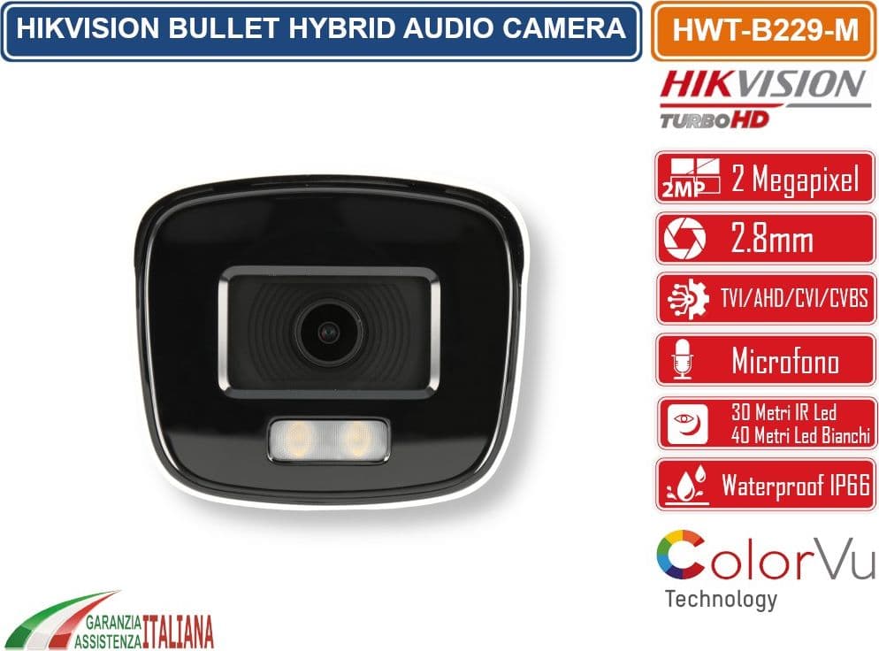 HIKVISION HWT-B229-M HIWATCH SERIES TELECAMERA BULLET COLOR VU 4IN1 TVI/AHD/CVI/CVBS FULL HD 1080P 2MPX 2.8MM OSD IP66 - 4
