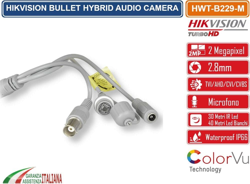 HIKVISION HWT-B229-M HIWATCH SERIES TELECAMERA BULLET COLOR VU 4IN1 TVI/AHD/CVI/CVBS FULL HD 1080P 2MPX 2.8MM OSD IP66 - 5