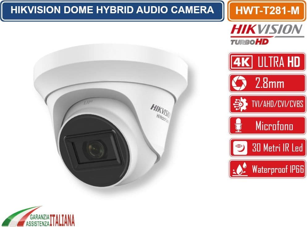 HIKVISION HWT-T281-M HIWATCH SERIES TELECAMERA DOME 4IN1 TVI/AHD/CVI/CVBS UHD 4K 8MPX 2.8MM OSD IP66 - 2