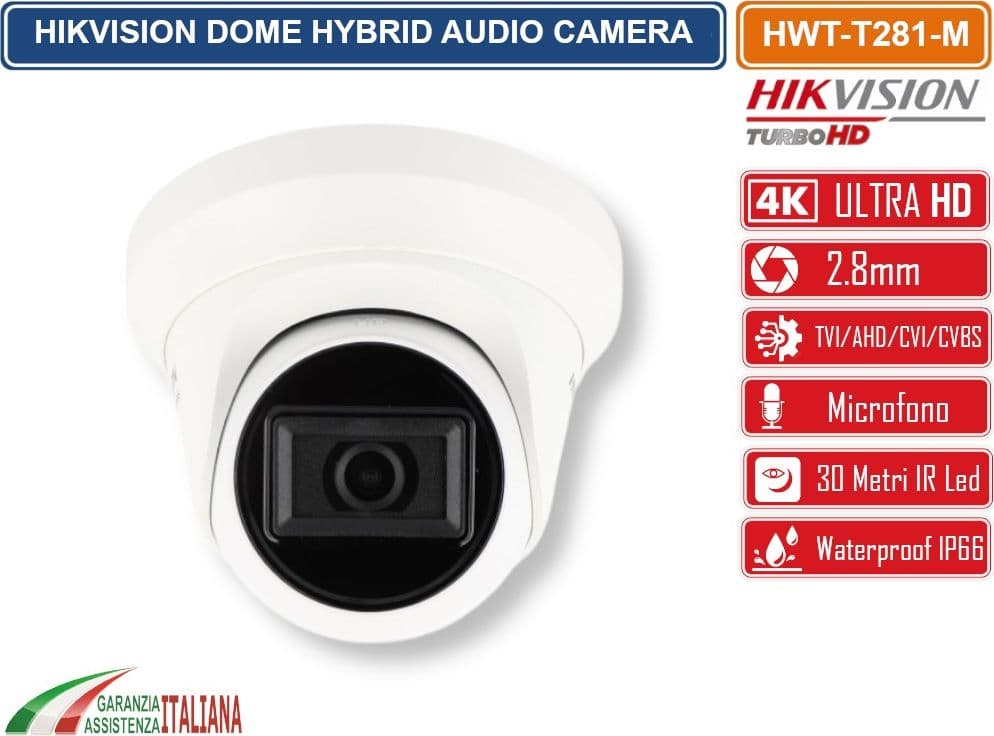 HIKVISION HWT-T281-M HIWATCH SERIES TELECAMERA DOME 4IN1 TVI/AHD/CVI/CVBS UHD 4K 8MPX 2.8MM OSD IP66 - 3