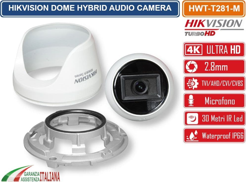 HIKVISION HWT-T281-M HIWATCH SERIES TELECAMERA DOME 4IN1 TVI/AHD/CVI/CVBS UHD 4K 8MPX 2.8MM OSD IP66 - 4