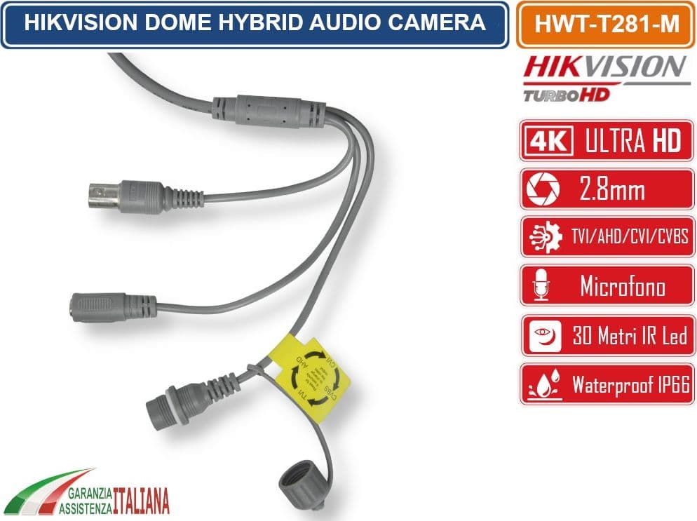 HIKVISION HWT-T281-M HIWATCH SERIES TELECAMERA DOME 4IN1 TVI/AHD/CVI/CVBS UHD 4K 8MPX 2.8MM OSD IP66 - 5