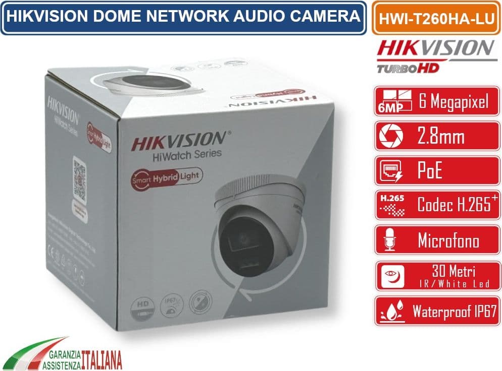 HIKVISION HWI-T260HA-LU TELECAMERA IP DOME 6MP SMART DUAL-LIGHT RILEVAMENTO PERSONE E VEICOLI AUDIO IP67 - 5