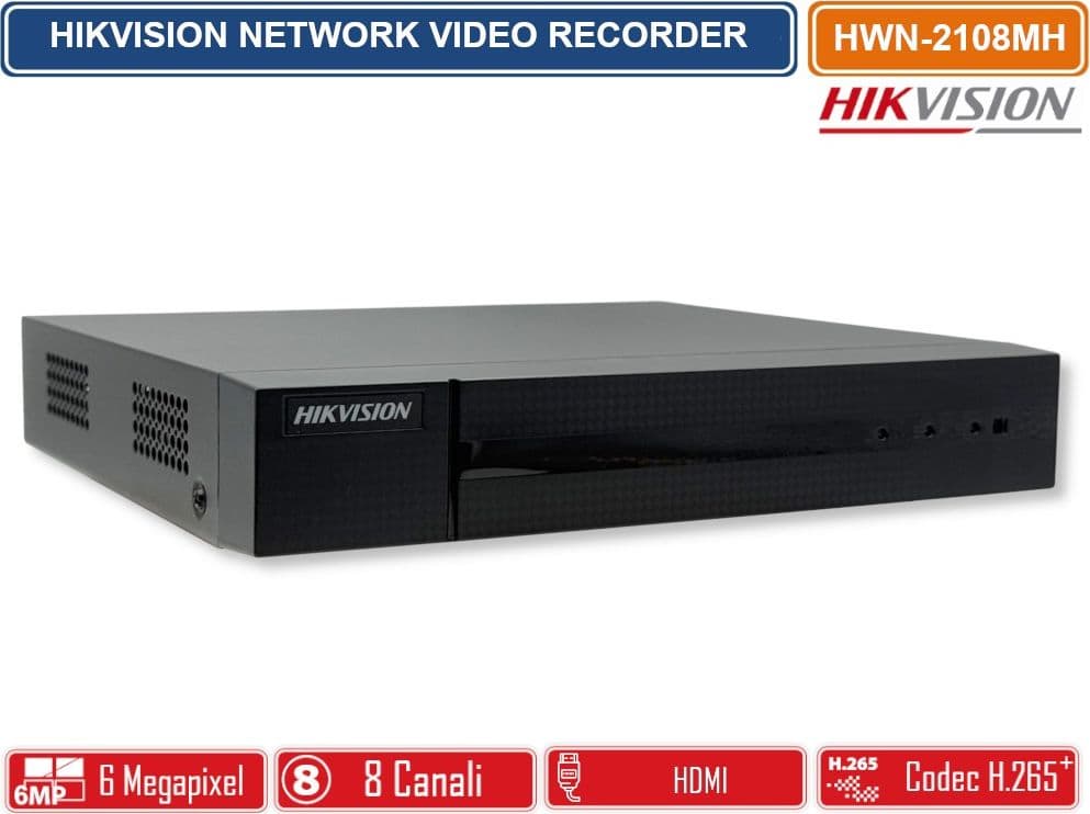 HIKVISION HWN-2108MH NVR 8 CANALI 6 MEGAPIXEL PER VIDEOSORVEGLIANZA IP H.265+ HDMI/VGA - 2