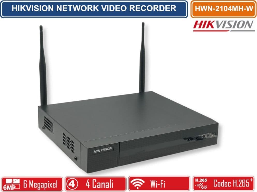 HIKVISION HWN-2104MH-W NVR WI-FI 4 CANALI PER VIDEOSORVEGLIANZA IP H.265+ HDMI/VGA CONNESSIONE WIRELESS - 2