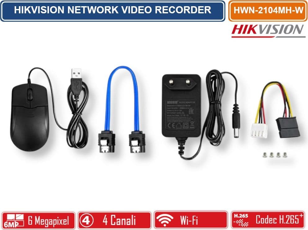 HIKVISION HWN-2104MH-W NVR WI-FI 4 CANALI PER VIDEOSORVEGLIANZA IP H.265+ HDMI/VGA CONNESSIONE WIRELESS - 5