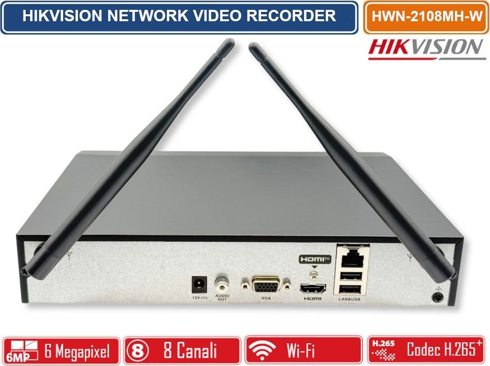 HIKVISION HWN-2108MH-W NVR WI-FI 8 CANALI PER VIDEOSORVEGLIANZA IP H.265+ HDMI/VGA CONNESSIONE WIRELESS - 4
