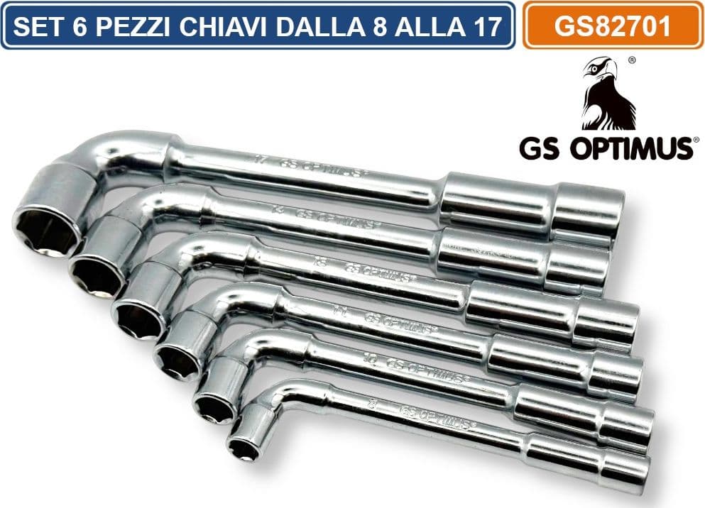 SET CHIAVI A CRICCHETTO A L 6 PEZZI IN ACCIAIO CROMO VANADIO (CR-V) MISURE 8-17 MM - 2