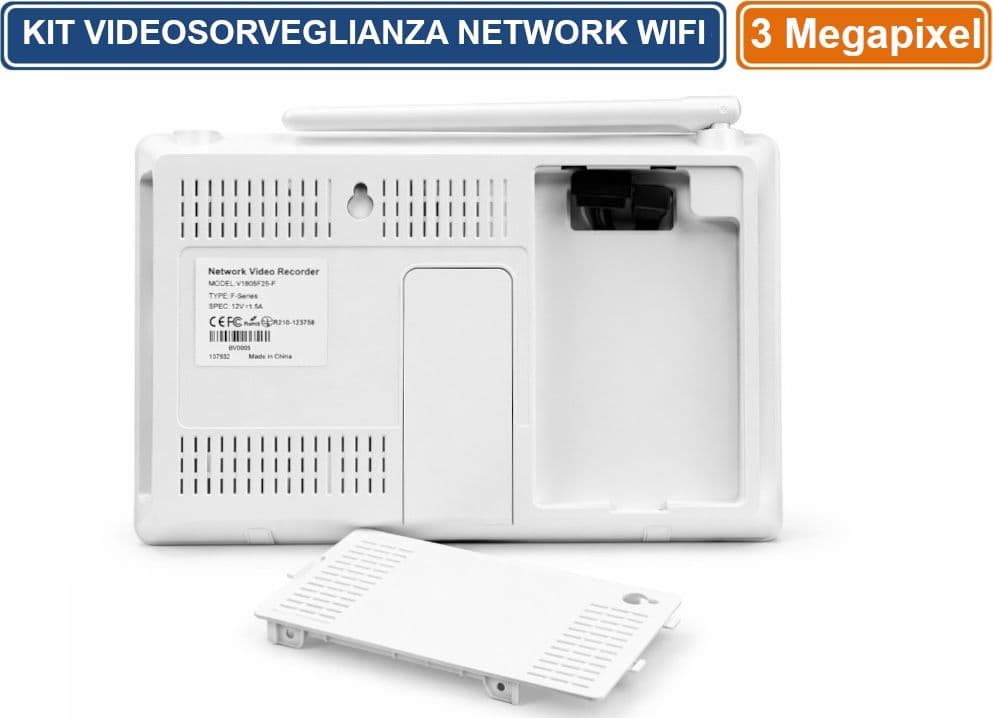 KIT VIDEOSORVEGLIANZA WIFI 8 CANALI NVR CON MONITOR 10.1" 8 TELECAMERE PTZ 3MP - 4