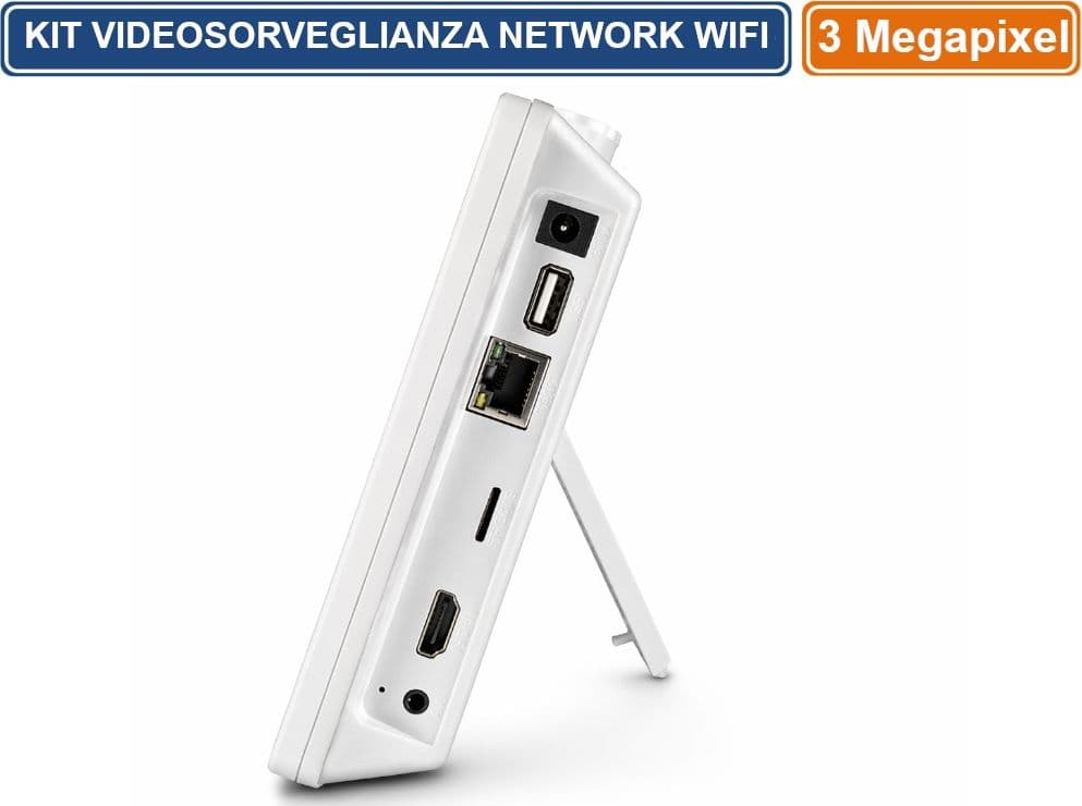 KIT VIDEOSORVEGLIANZA WIFI 8 CANALI NVR CON MONITOR 10.1" 8 TELECAMERE PTZ 3MP - 5