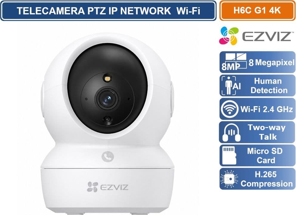 EZVIZ H6C G1 4K TELECAMERA NETWORK WI-FI ULTRA HD 4K 8MP PAN&TILT CON AUTO-TRACKING VISIONE NOTTURNA E RILEVAMENTO UMANO - 2