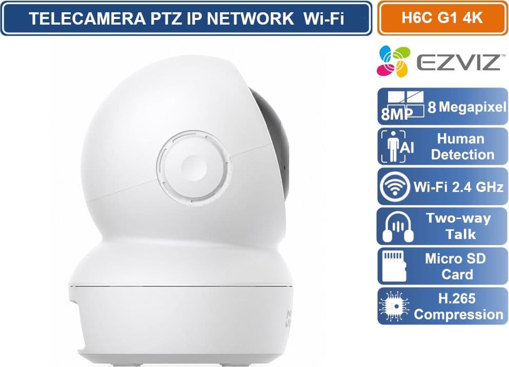 EZVIZ H6C G1 4K TELECAMERA NETWORK WI-FI ULTRA HD 4K 8MP PAN&TILT CON AUTO-TRACKING VISIONE NOTTURNA E RILEVAMENTO UMANO - 3