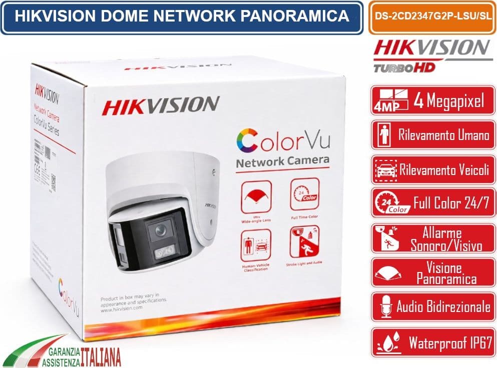 HIKVISION DS-2CD2347G2P-LSU/SL TELECAMERA IP PANORAMICA 4MP COLORVU 180° DUAL LENS CON ALLARME ATTIVO AUDIO BIDIREZIONALE WDR 130DB H.265+, IP67 - 5