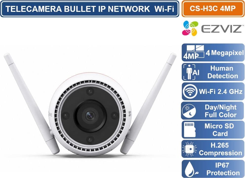 EZVIZ H3C TELECAMERA DI SICUREZZA WIFI 2K DA ESTERNO VISIONE NOTTURNA A COLORI RILEVAMENTO PERSONE CON AI DIFESA ATTIVA CON SIRENA E LUCI  AUDIO BIDIREZIONALE IP67 - 2